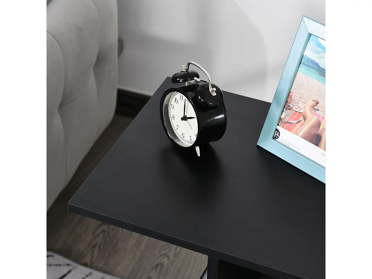 Mesa auxiliar Margarita Homcom 3 niveles con ruedas negro 58x45x35 cm