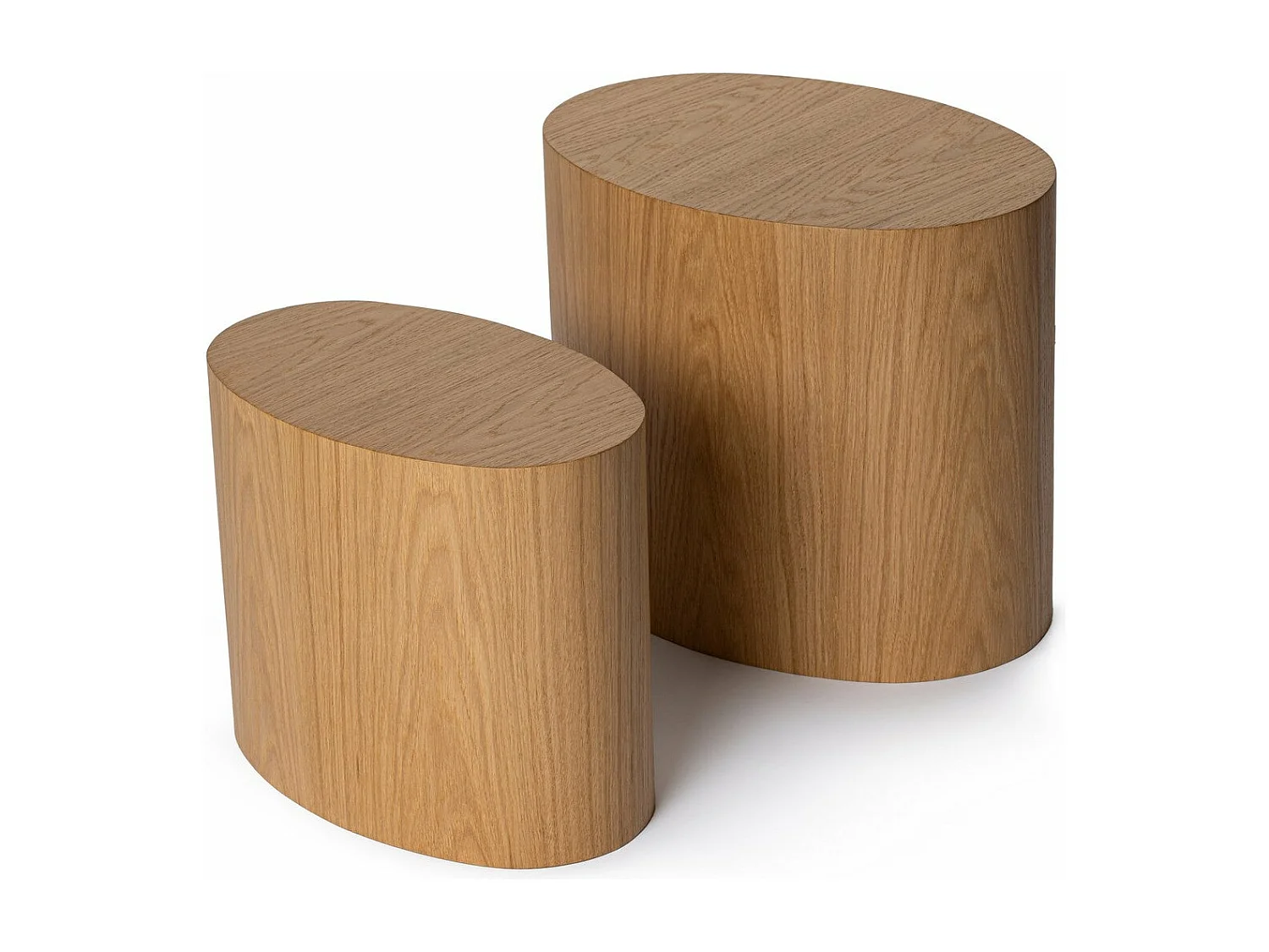 Conjunto de Mesas de Apoio Elipse - Carvalho Natural, 2 Peças, Design Elegante e Funcional