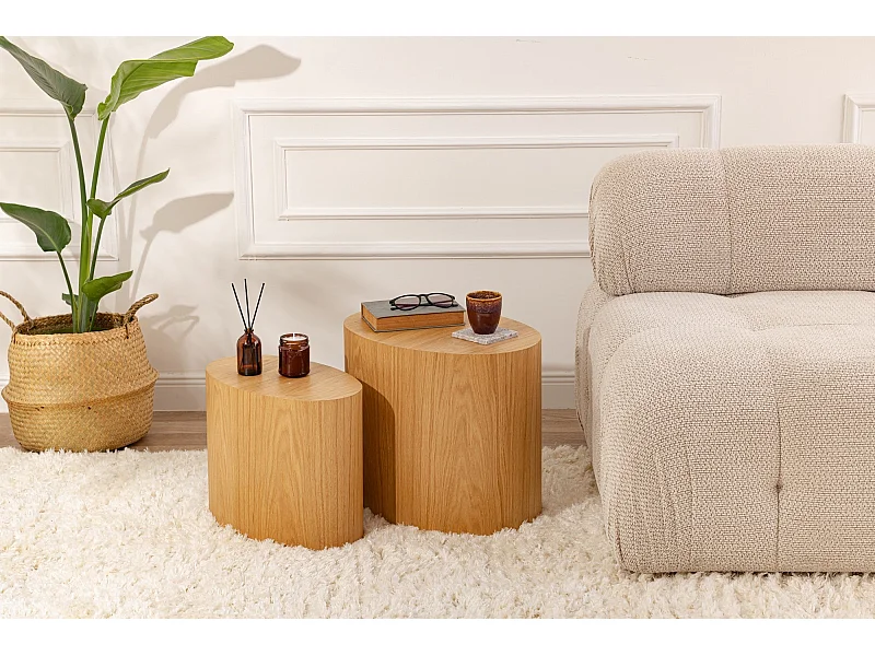 Conjunto de Mesas de Apoio Elipse - Carvalho Natural, 2 Peças, Design Elegante e Funcional