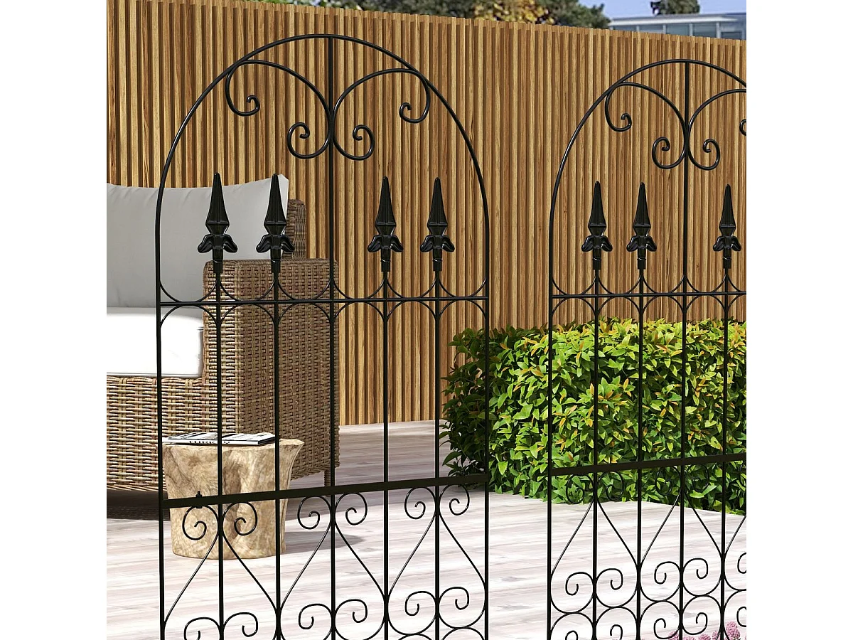 Conjunto de 2 Treliças de Jardim Outsunny em Aço para Trepadeiras e Decoração de Pátio - Preto 55x128 cm