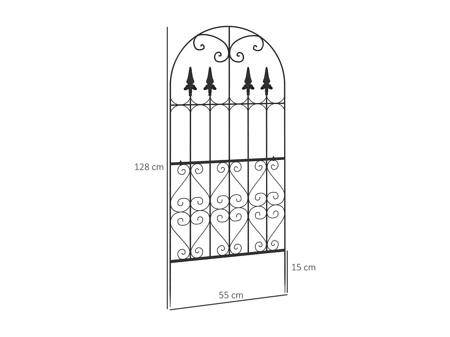 Conjunto de 2 Treliças de Jardim Outsunny em Aço para Trepadeiras e Decoração de Pátio - Preto 55x128 cm