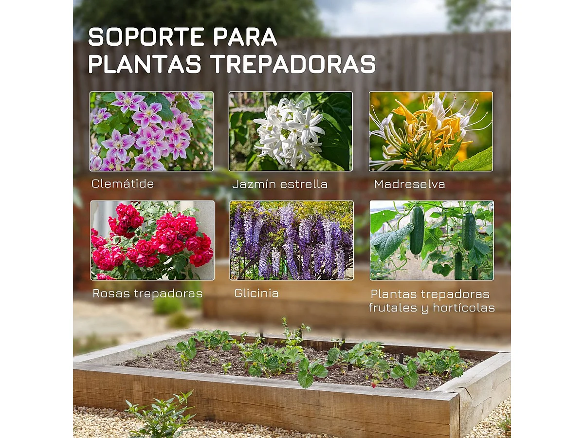 Conjunto de 2 Treliças de Jardim Outsunny em Aço para Trepadeiras e Decoração de Pátio - Preto 55x128 cm