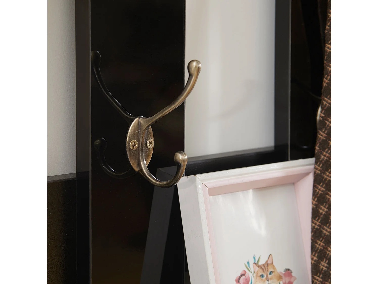 Móvel de Entrada HOMCOM com Espelho, Cabide e Sapateira para 8 Pares de Sapatos - Preto