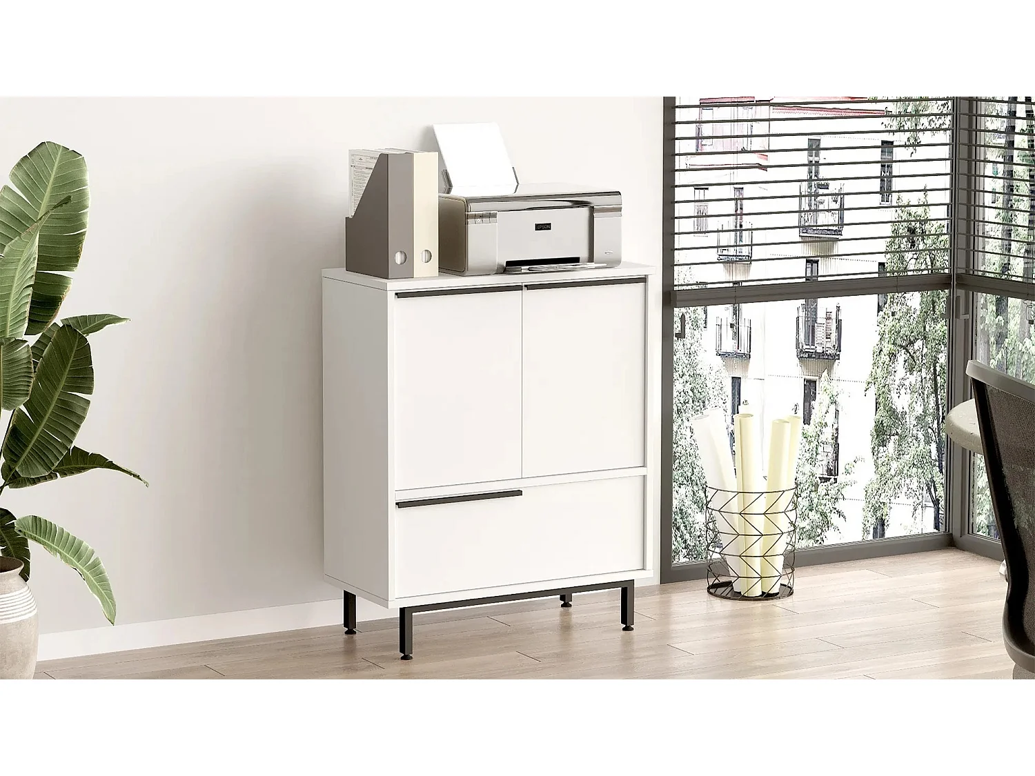 Gabinete multiusos On8B-W Blanco 74.8x90.4x35.5 cm