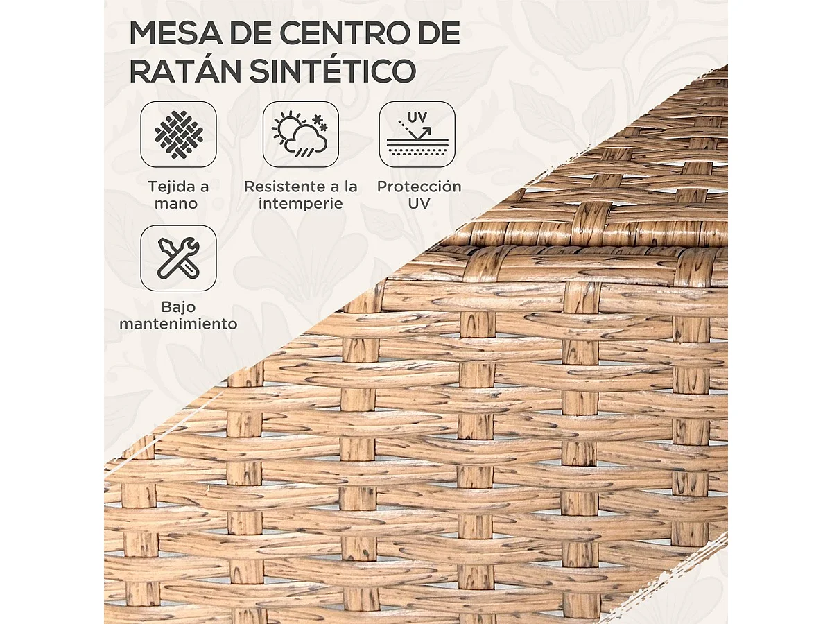 Mesa Redonda de Vime para Jardim 80cm com Vidro Temperado e Estrutura de Aço - Ideal para Terraços e Pátios