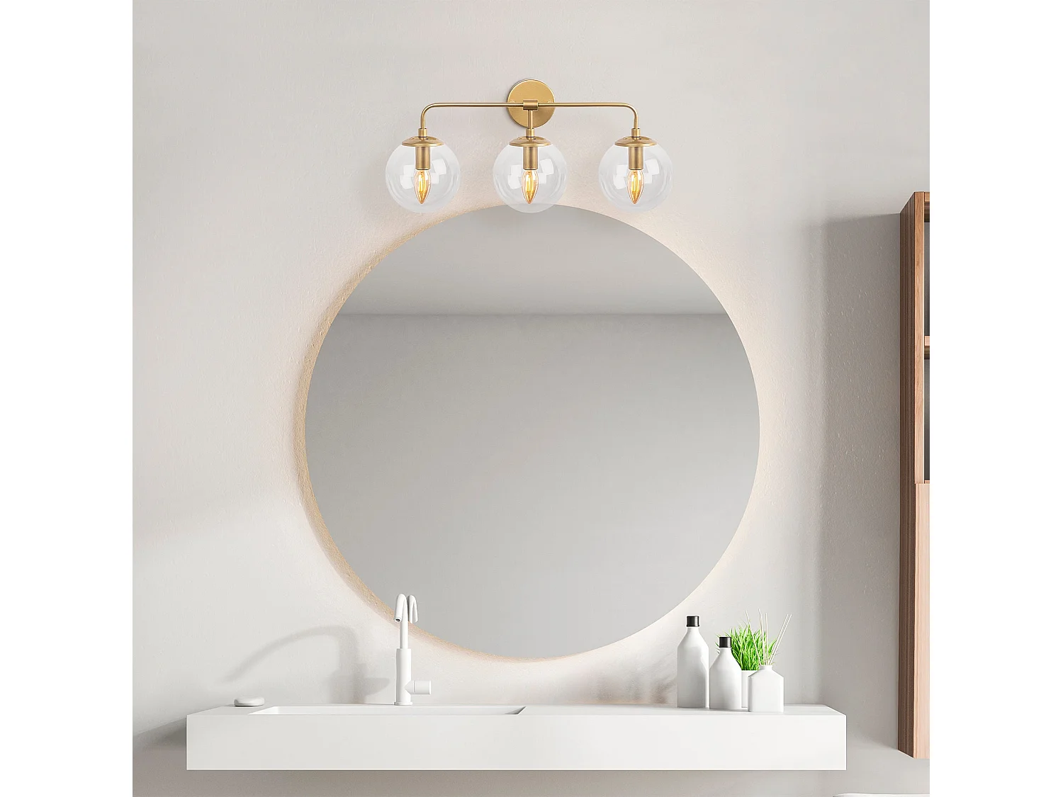 Candeeiro de Parede Elegante em Dourado - Design Moderno e Sofisticado