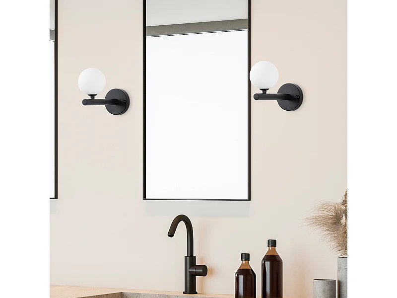 Candeeiro de Parede Domino - Elegância Moderna em Preto e Branco