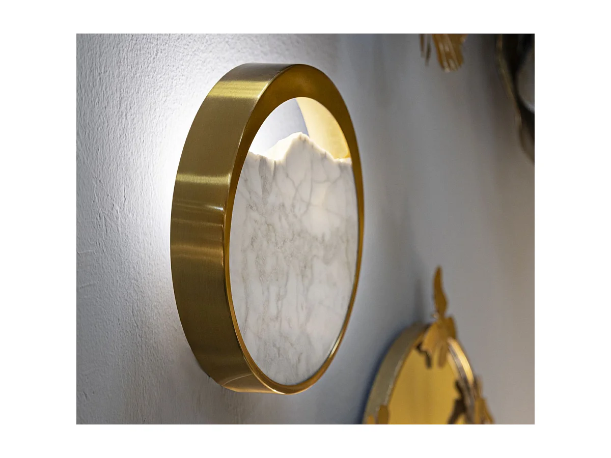 Applique Murale Design "Effet Marbre" 24cm Or