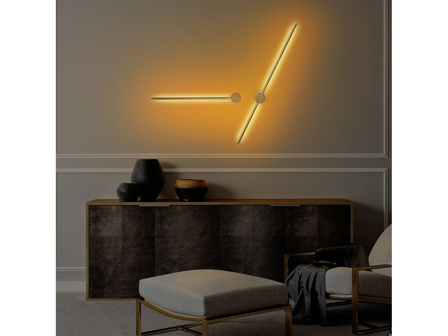 Candeeiros de Parede 'Sword' - Conjunto de 2 Peças em Cinzento - Iluminação Moderna e Elegante