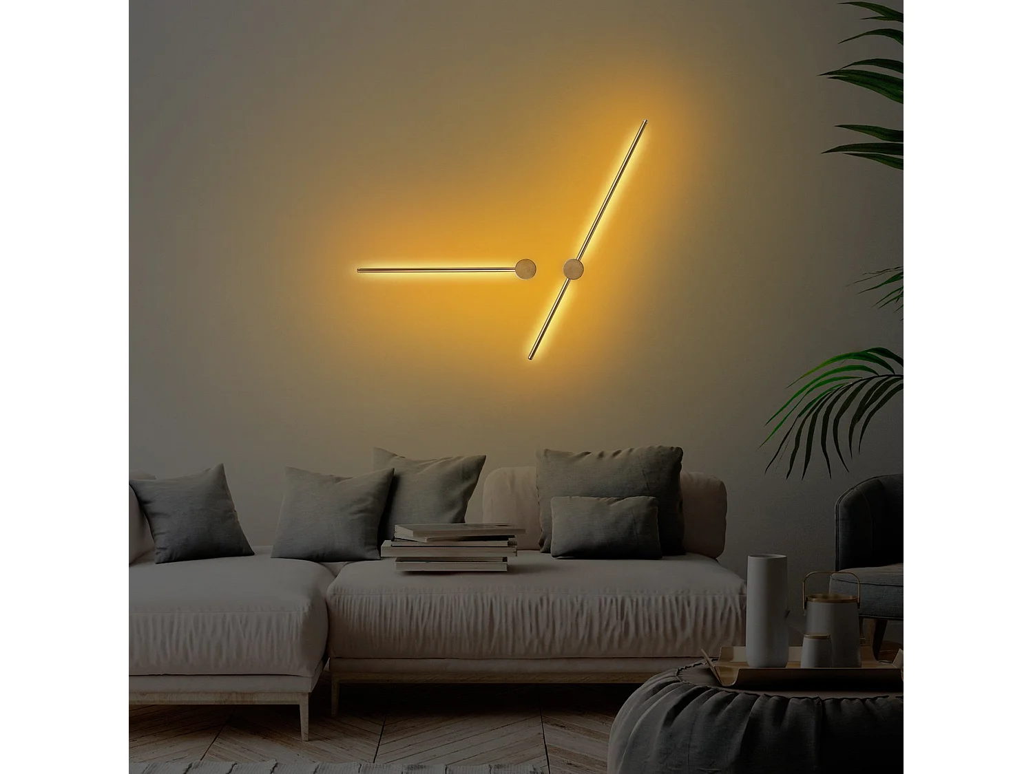 Candeeiros de Parede 'Sword' - Conjunto de 2 Peças em Cinzento - Iluminação Moderna e Elegante