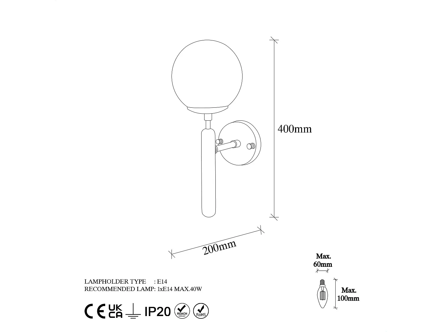 Candeeiro de Parede Elegante e Moderno - King 11457