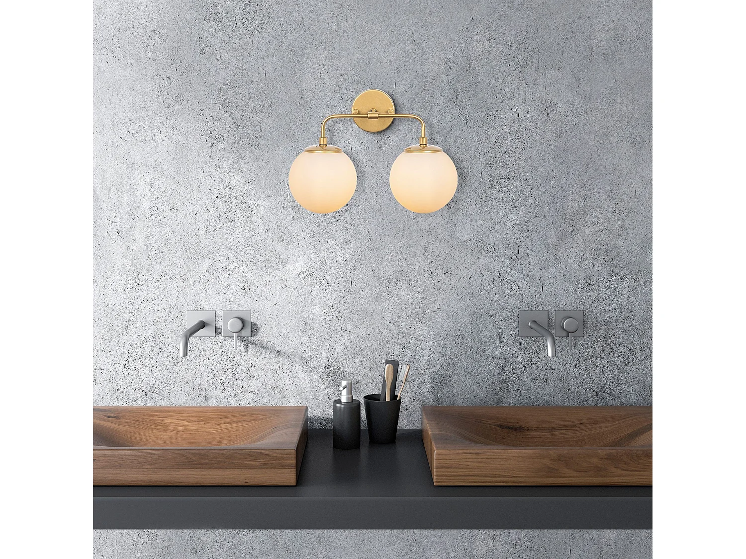 Applique murale 2 lampes Levante 37cm Métal Or