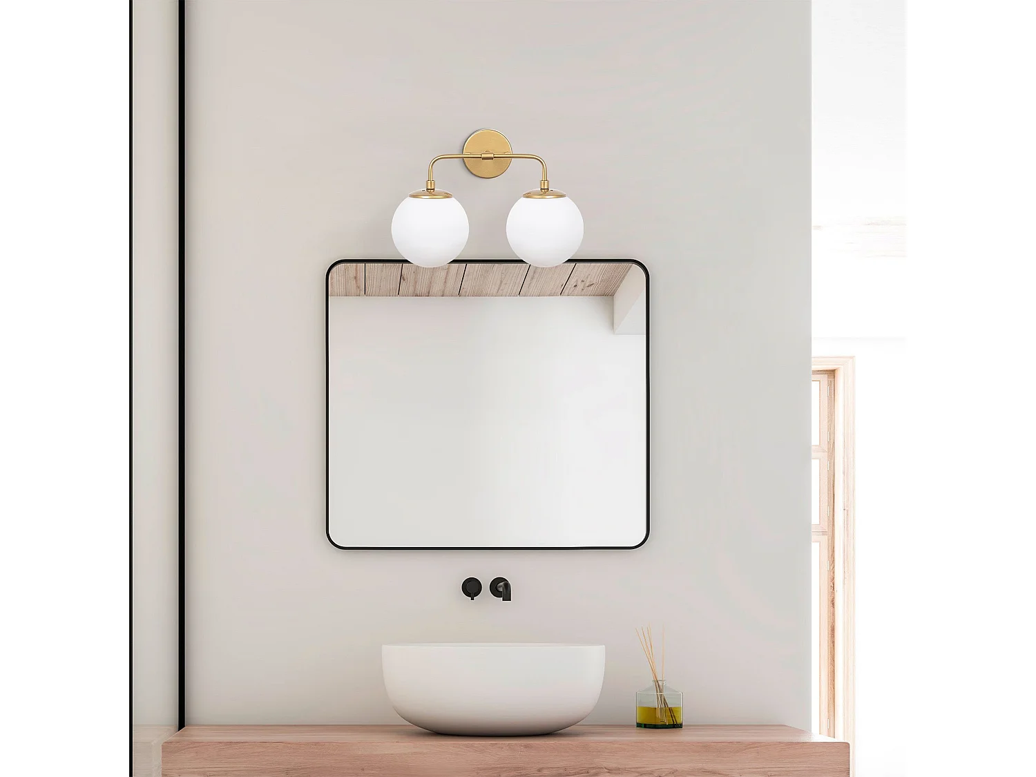 Applique murale 2 lampes Levante 37cm Métal Or