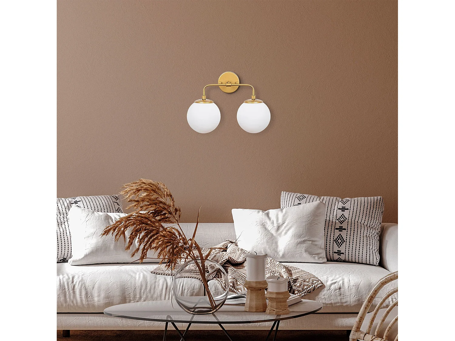 Applique murale 2 lampes Levante 37cm Métal Or