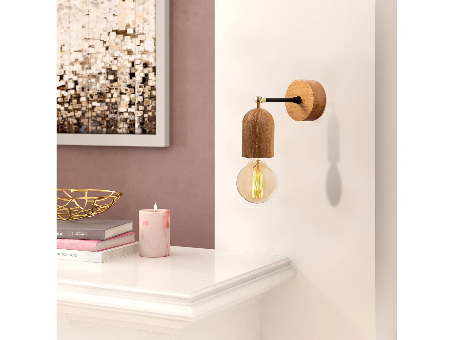 Candeeiro de Parede em Madeira Datca - N-934: Elegância e Calor para o Seu Espaço