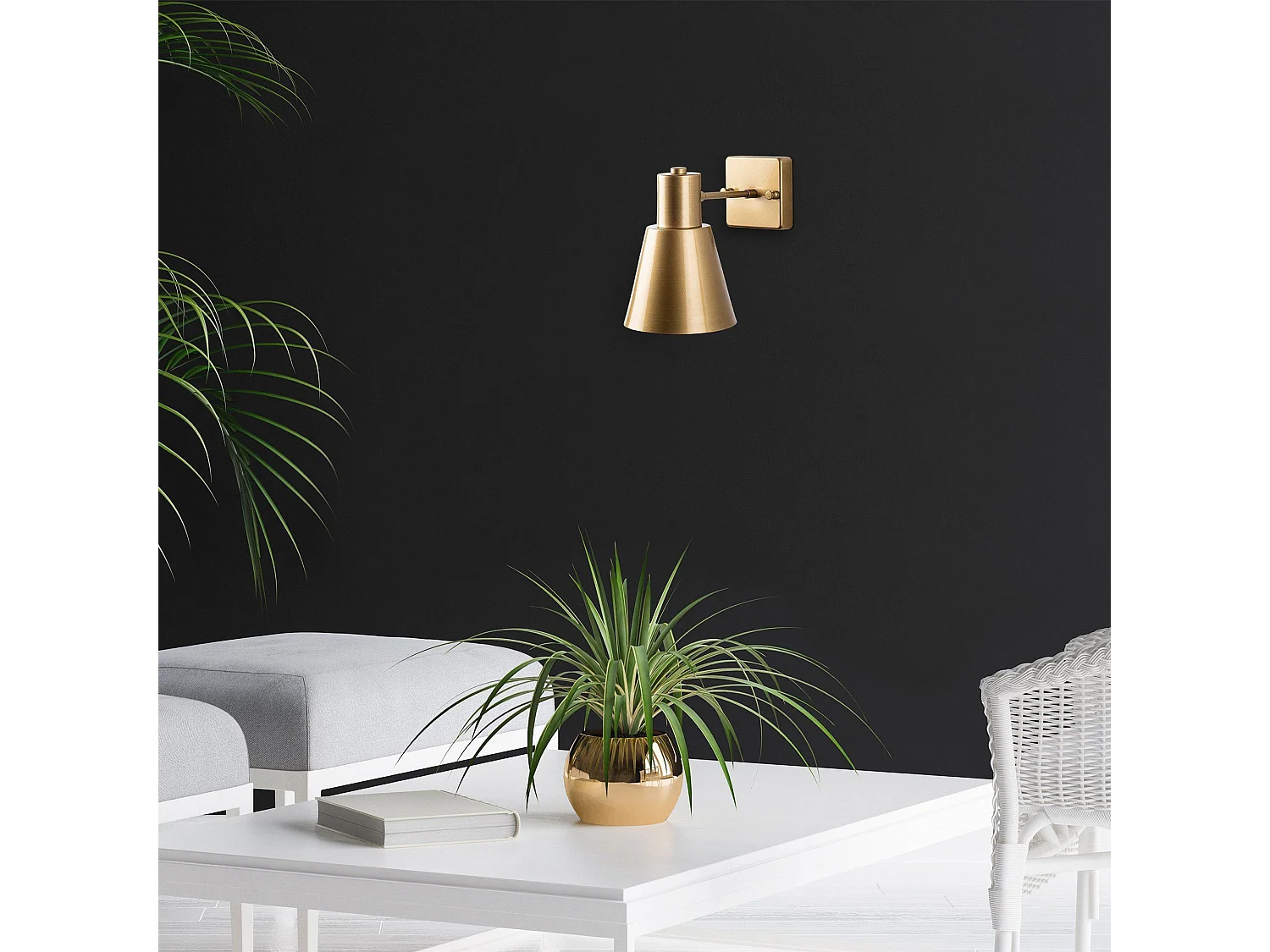 Applique murale 1 lampe style industriel Dunster Métal Or