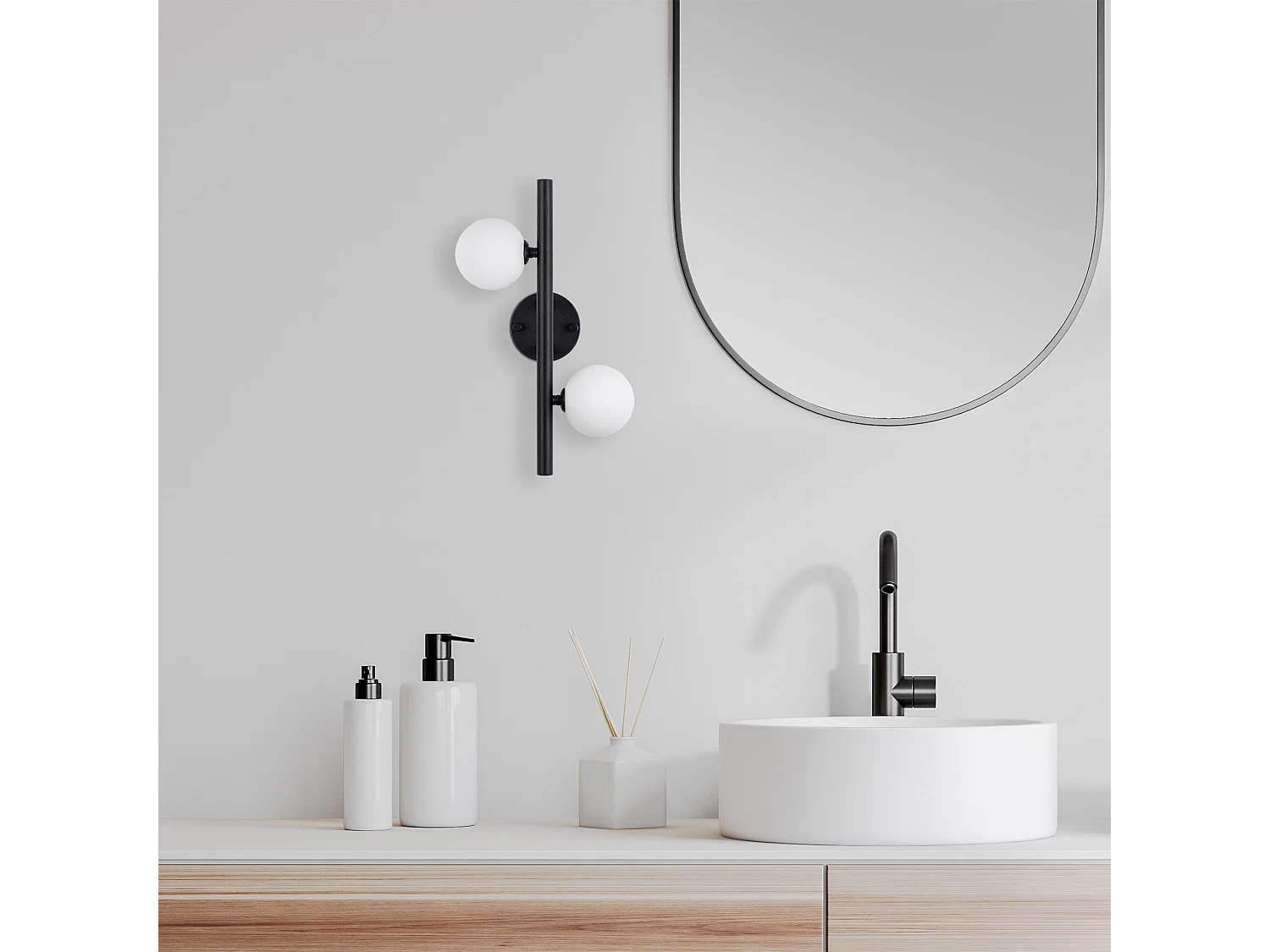 Candeeiro de Parede Moderno e Industrial - Preto e Branco - 40 x 12 x 26 cm