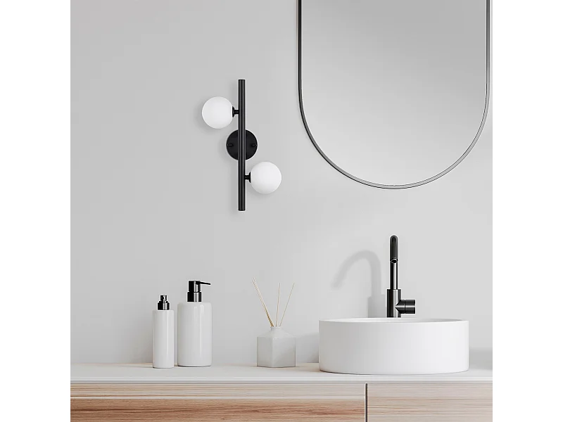 Candeeiro de Parede Moderno e Industrial - Preto e Branco - 40 x 12 x 26 cm