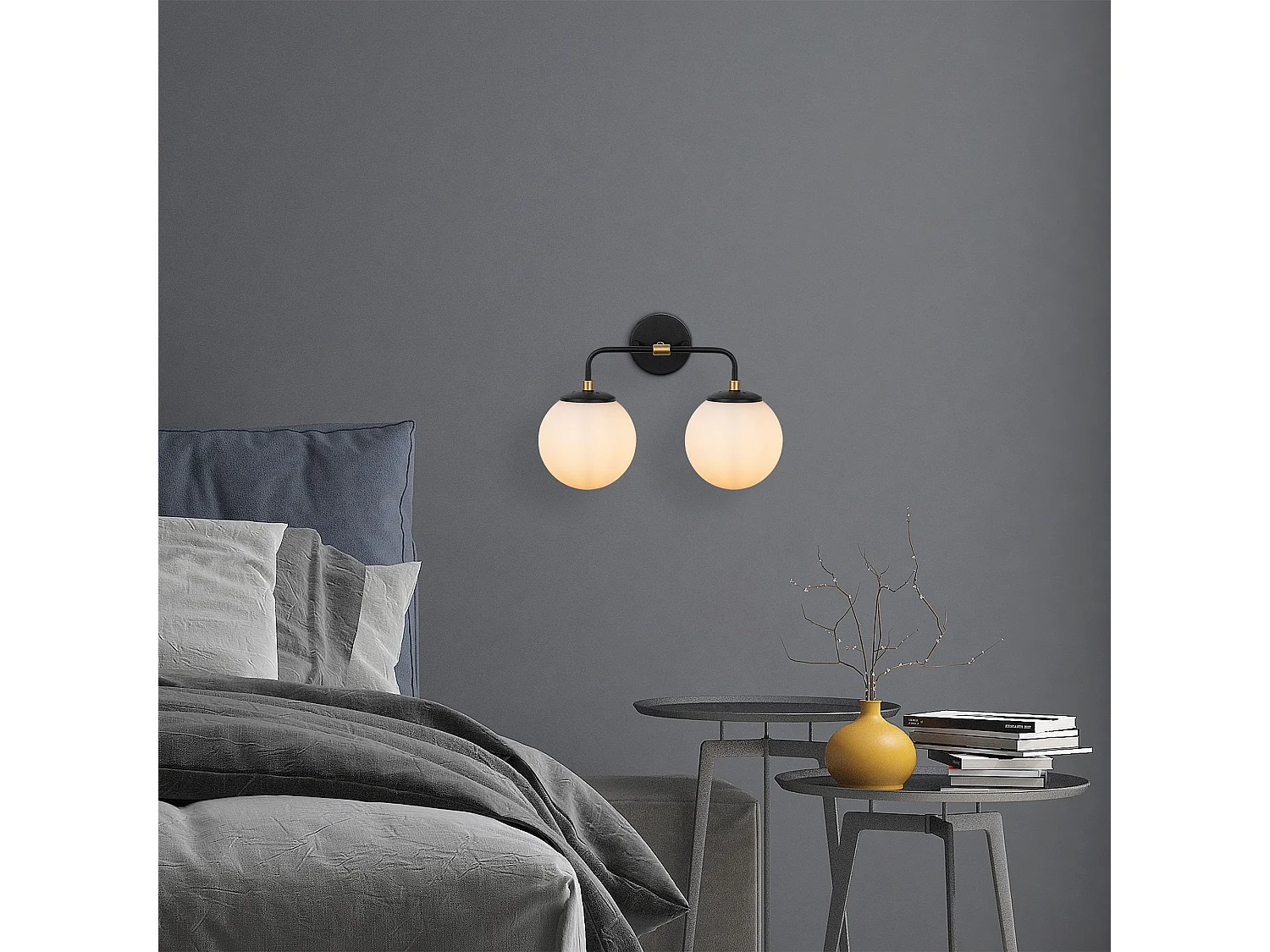 Candeeiro de Parede Elegante com Tampa de Vidro - Horn 12212