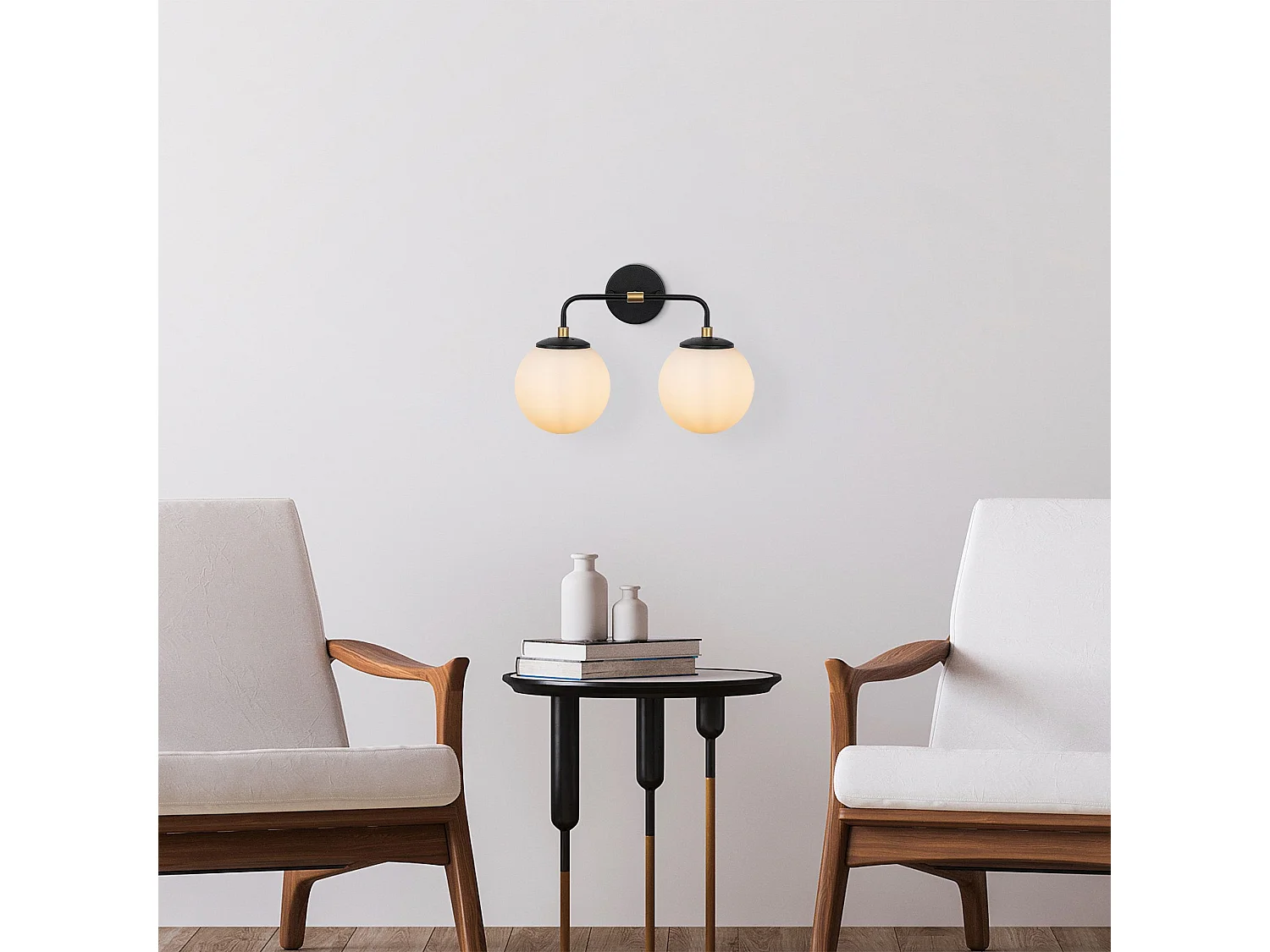 Candeeiro de Parede Elegante com Tampa de Vidro - Horn 12212