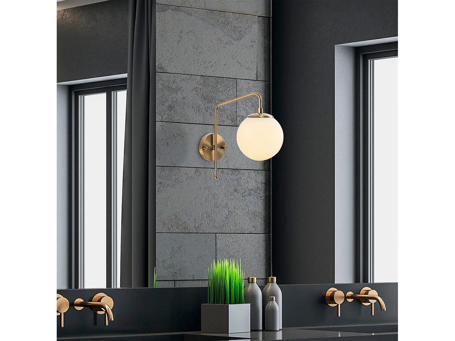 Applique murale Cicogna P32xH32cm Verre Blanc et Métal Or