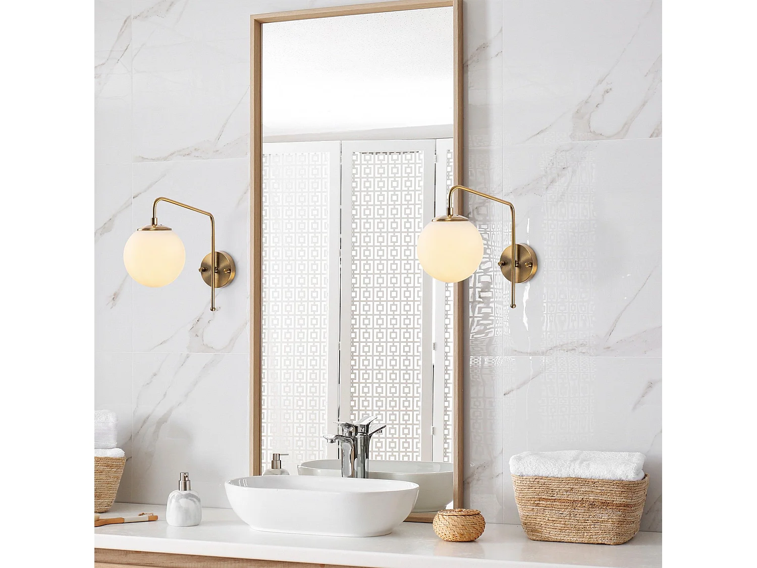 Applique murale Cicogna P32xH32cm Verre Blanc et Métal Or