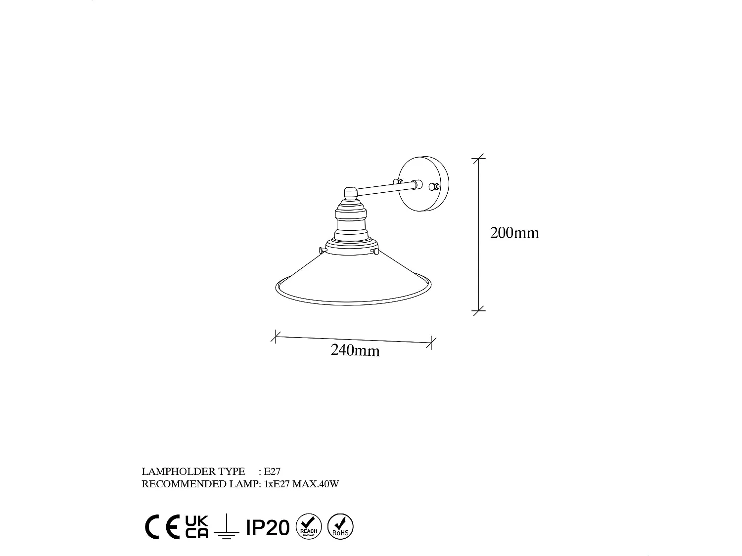 Candeeiro de Parede Conical 12195 - Elegância e Modernidade