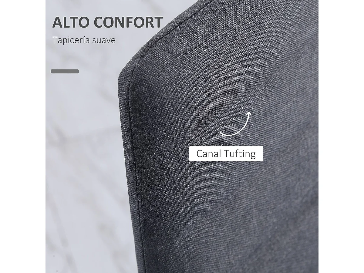 Pack de 4 sillas Delhi Homcom tapizado gris 97x41x50 cm