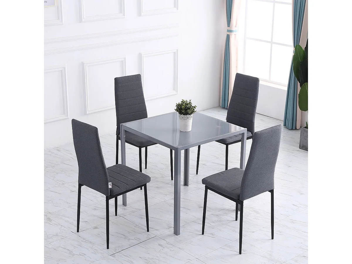 Pack de 4 sillas Delhi Homcom tapizado gris 97x41x50 cm