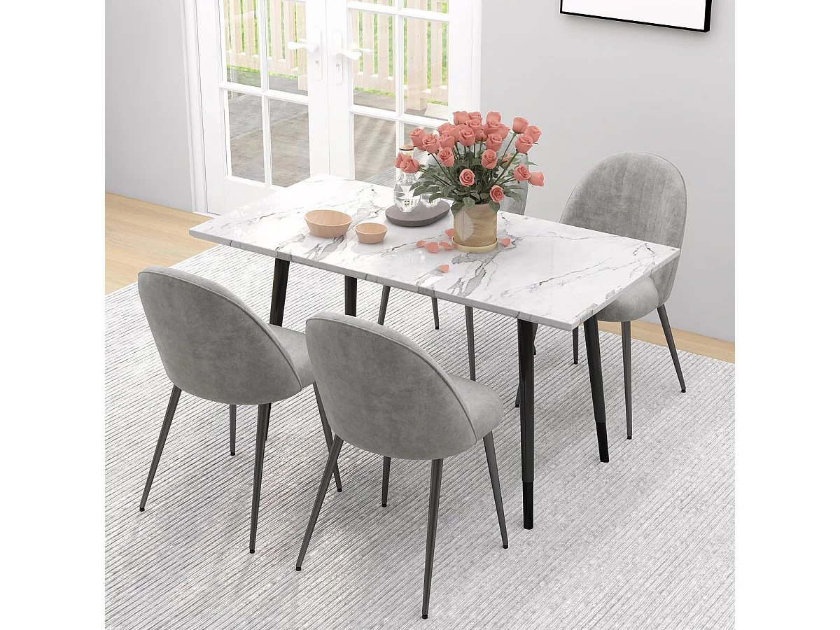 HOMCOM Conjunto de 4 Cadeiras Modernas em Veludo com Encosto Alto e Estrutura de Aço - Cinza