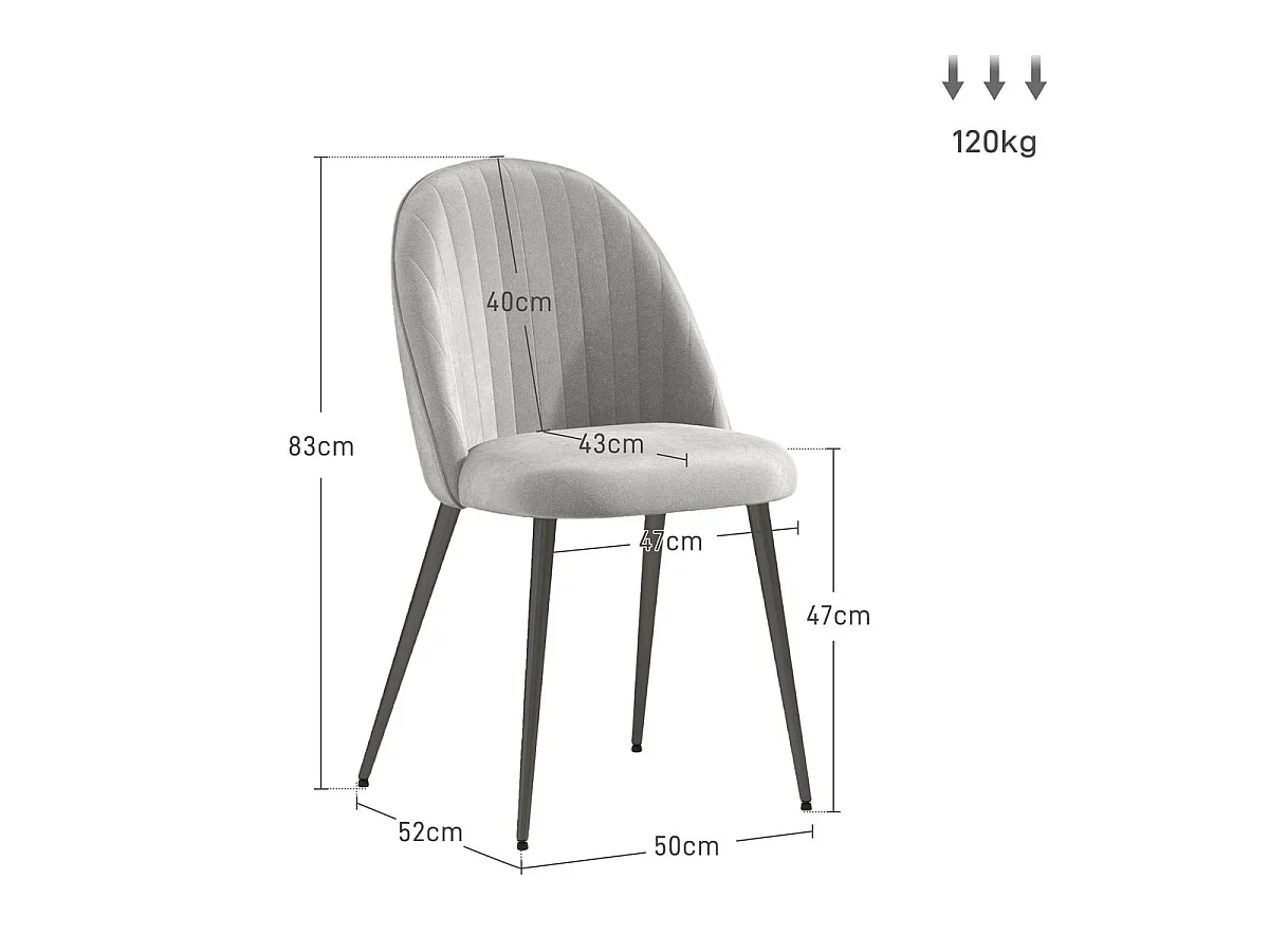 Pack de 2 sillas Herton Homcom tapizado terciopelo gris 83x50x52 cm