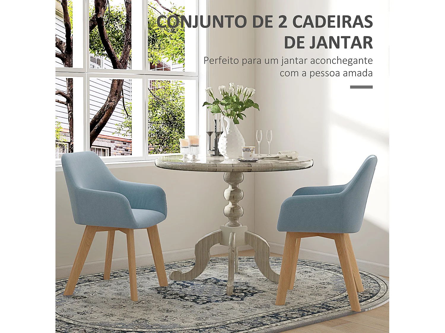 Pack de 2 sillas Luna Homcom con reposabrazos azul claro 80x54x57 cm