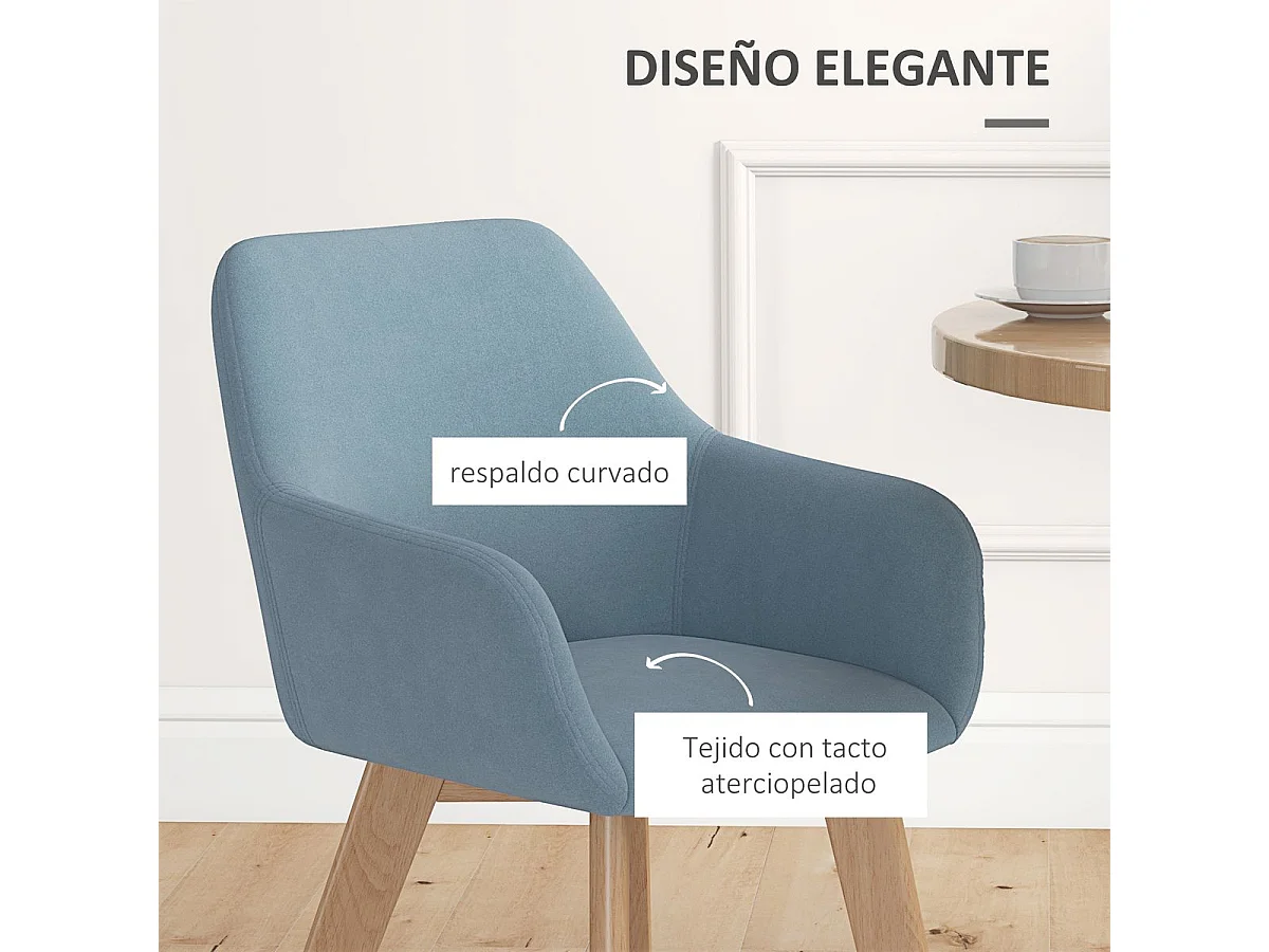 Pack de 2 sillas Luna Homcom con reposabrazos azul claro 80x54x57 cm
