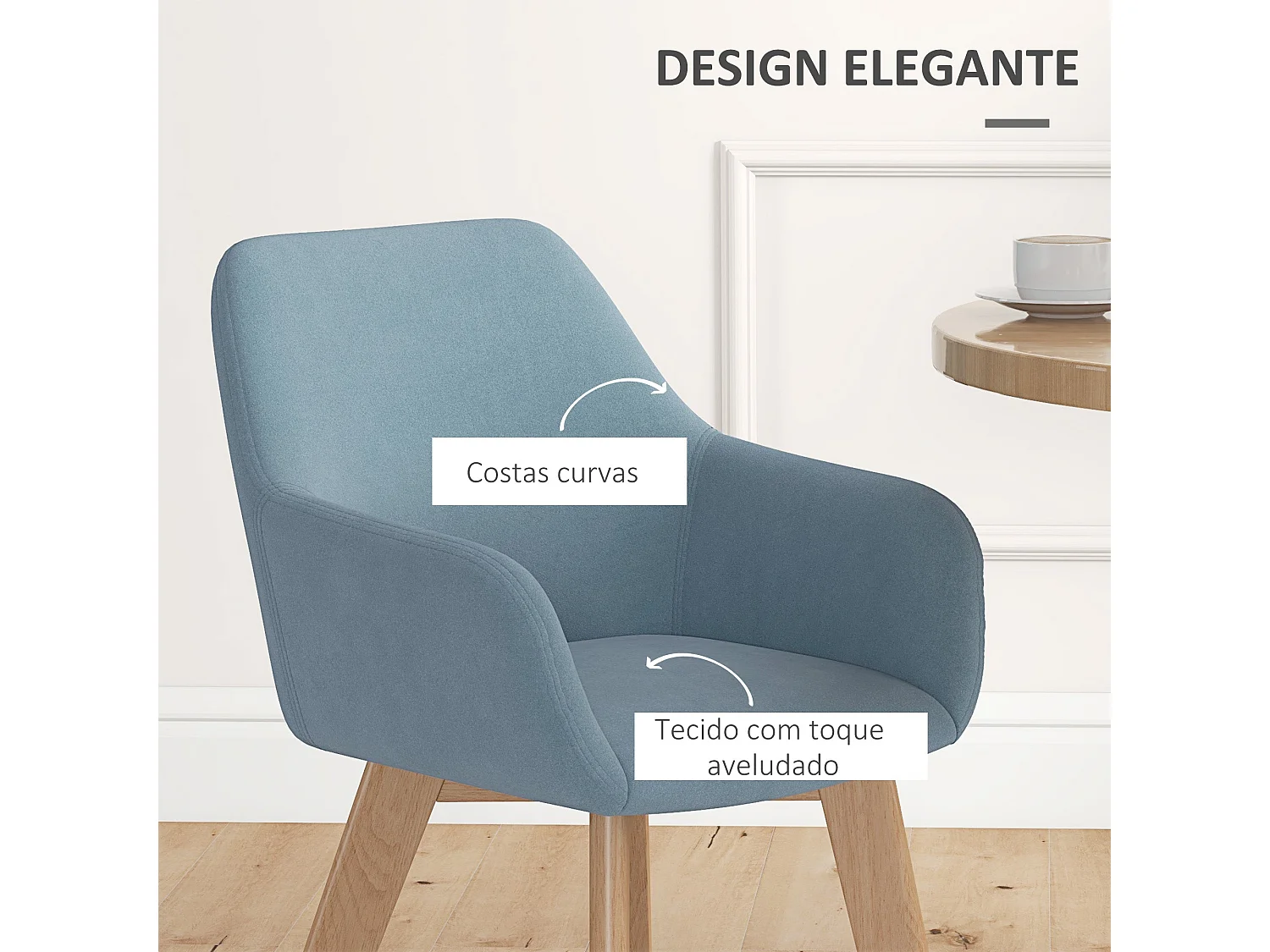 Pack de 2 sillas Luna Homcom con reposabrazos azul claro 80x54x57 cm