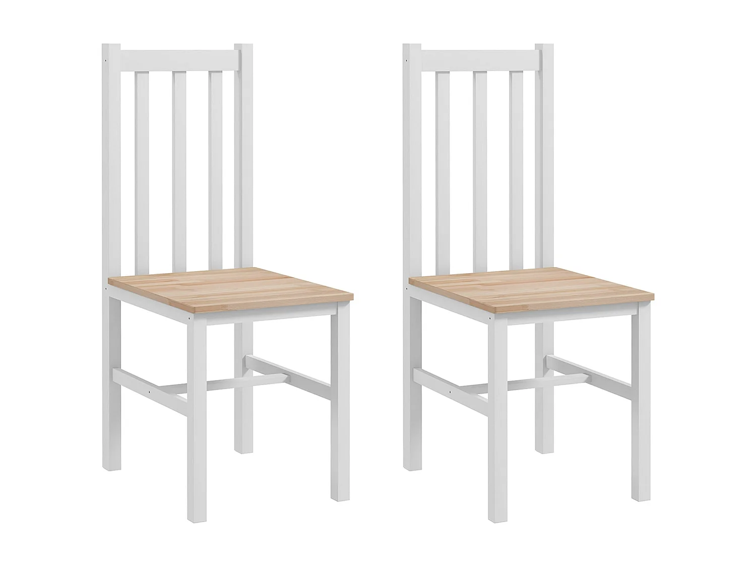 Pack de 2 sillas Morada Homcom respaldo de listones madera de pino blanco 99x38,5x47,5 cm