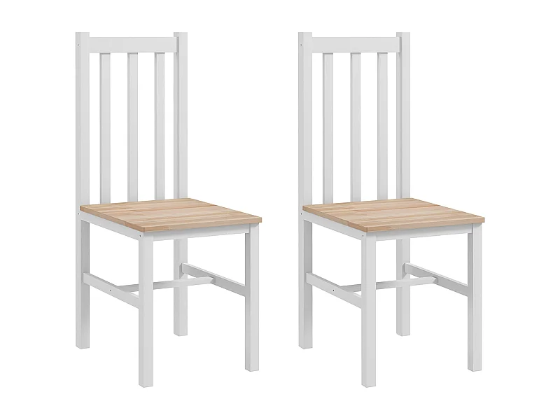 Pack de 2 sillas Morada Homcom respaldo de listones madera de pino blanco 99x38,5x47,5 cm