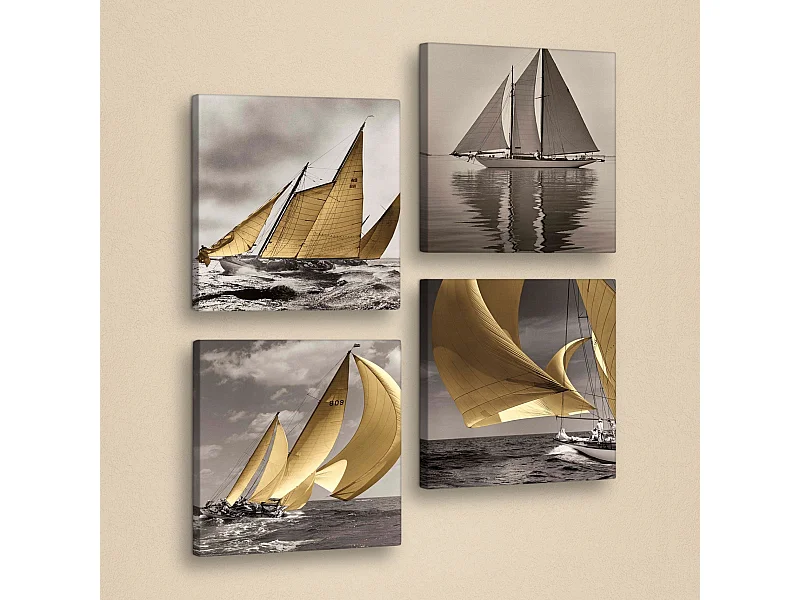 Quadros Decorativos em Couro PU - Conjunto de 4 Peças Elegantes