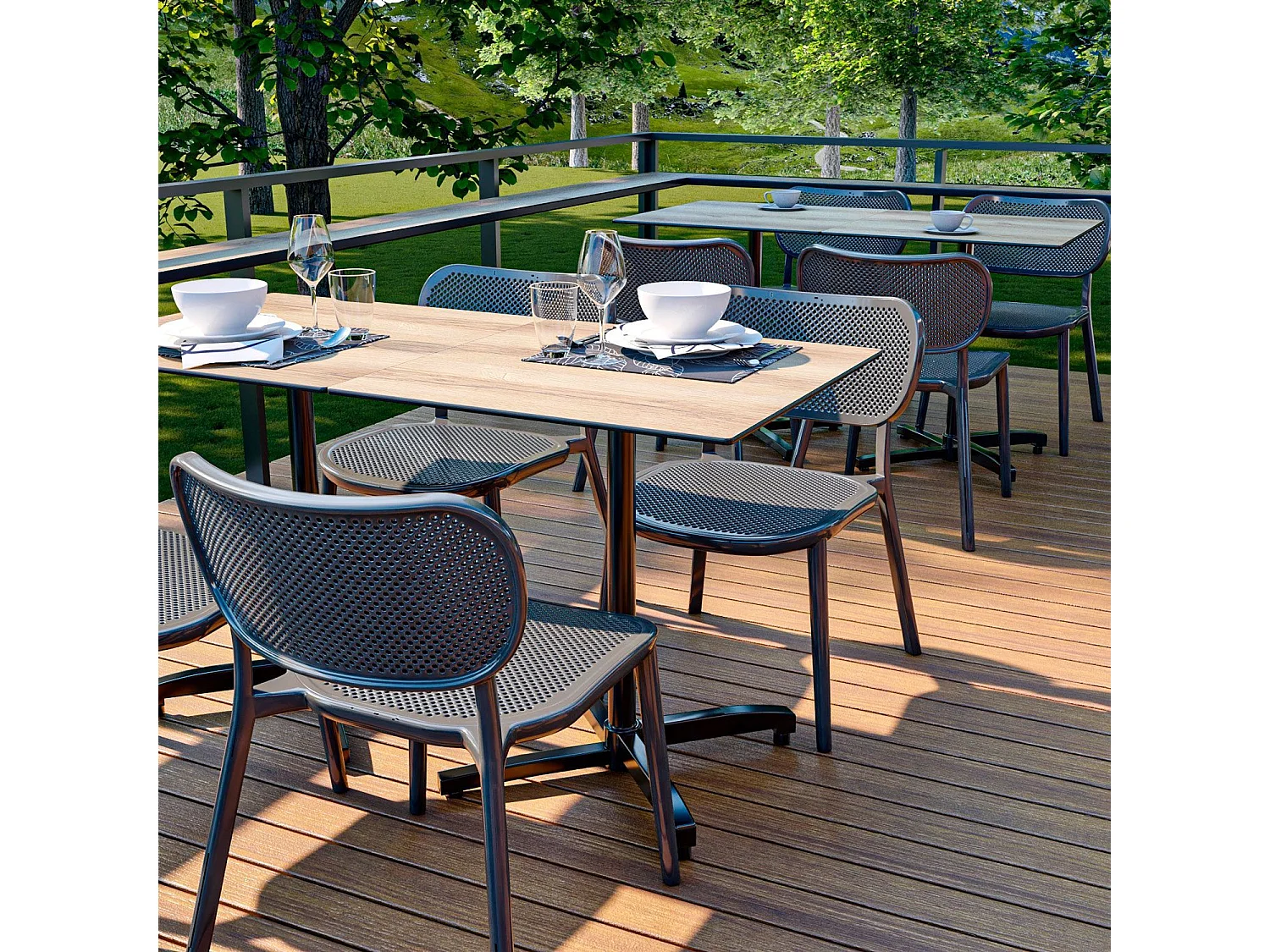 4 chaises en polymère empilables pour intérieur et extérieur