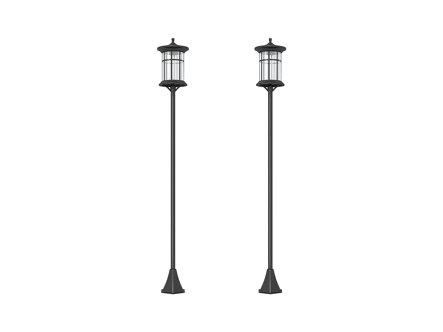 Pack de 2 farolas Alfredo Outsunny carga solar negro 184x23,5 cm