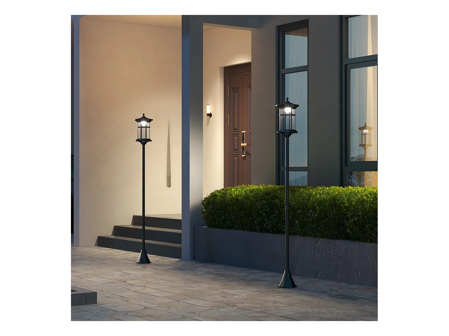 Pack de 2 farolas Alfredo Outsunny carga solar negro 184x23,5 cm