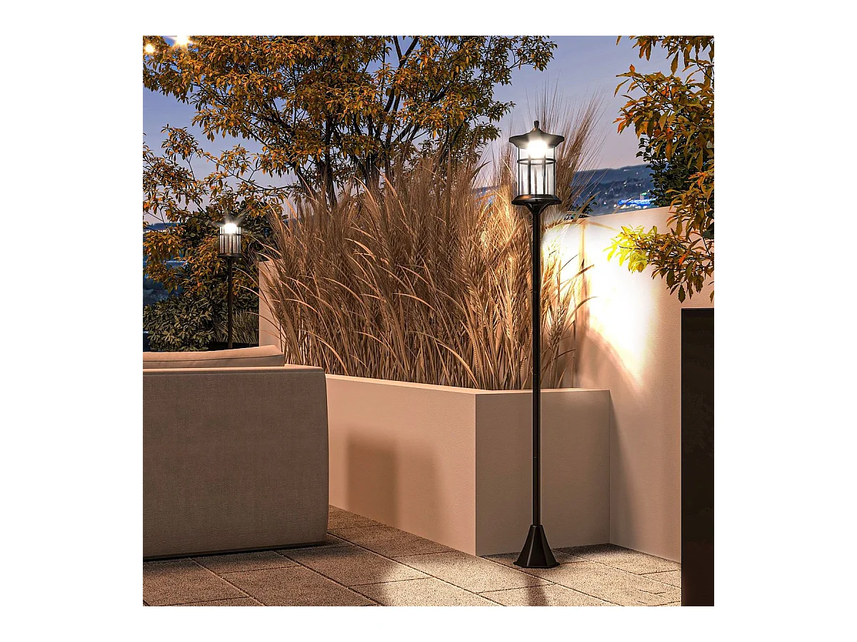 Pack de 2 farolas Alfredo Outsunny carga solar negro 184x23,5 cm