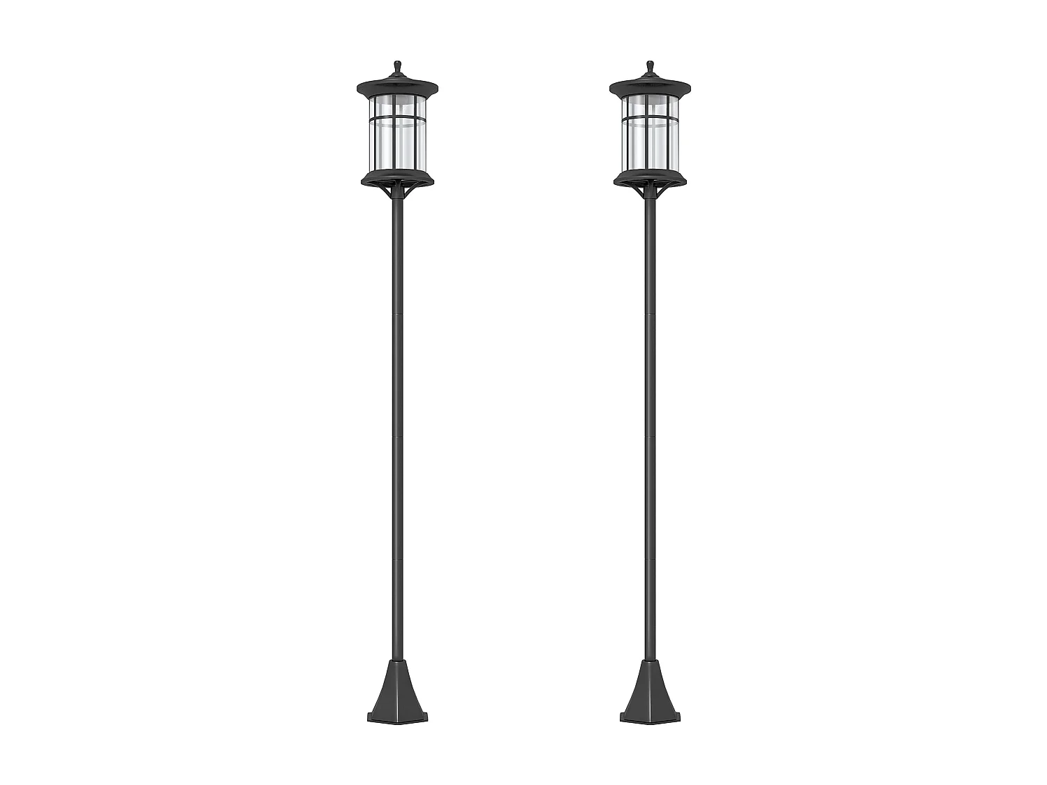 Pack de 2 farolas Alfredo Outsunny carga solar negro 184x23,5 cm