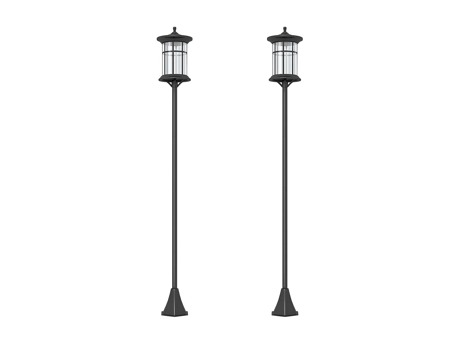 Pack de 2 farolas Alfredo Outsunny carga solar negro 184x23,5 cm