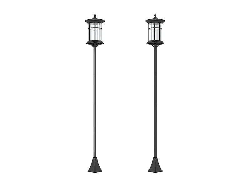 Pack de 2 farolas Alfredo Outsunny carga solar negro 184x23,5 cm