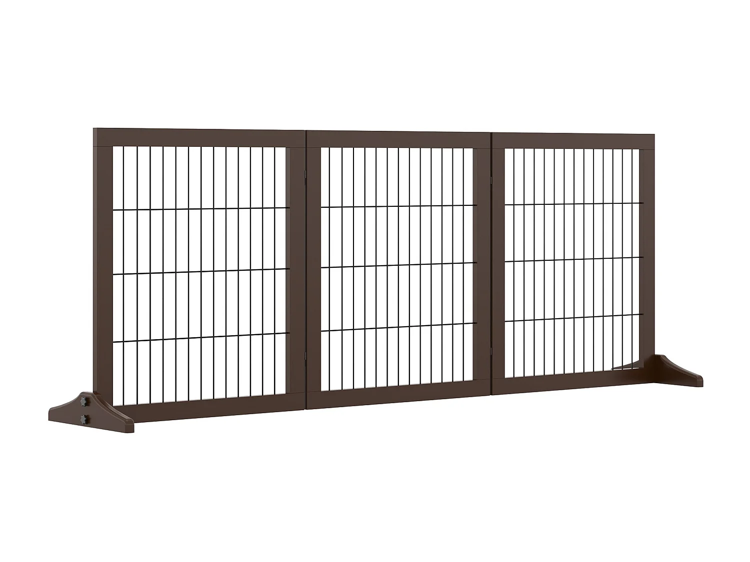 Barreira de Segurança para Cães PawHut - Estrutura de Madeira com 3 Painéis Ajustáveis para Corredores e Escadas