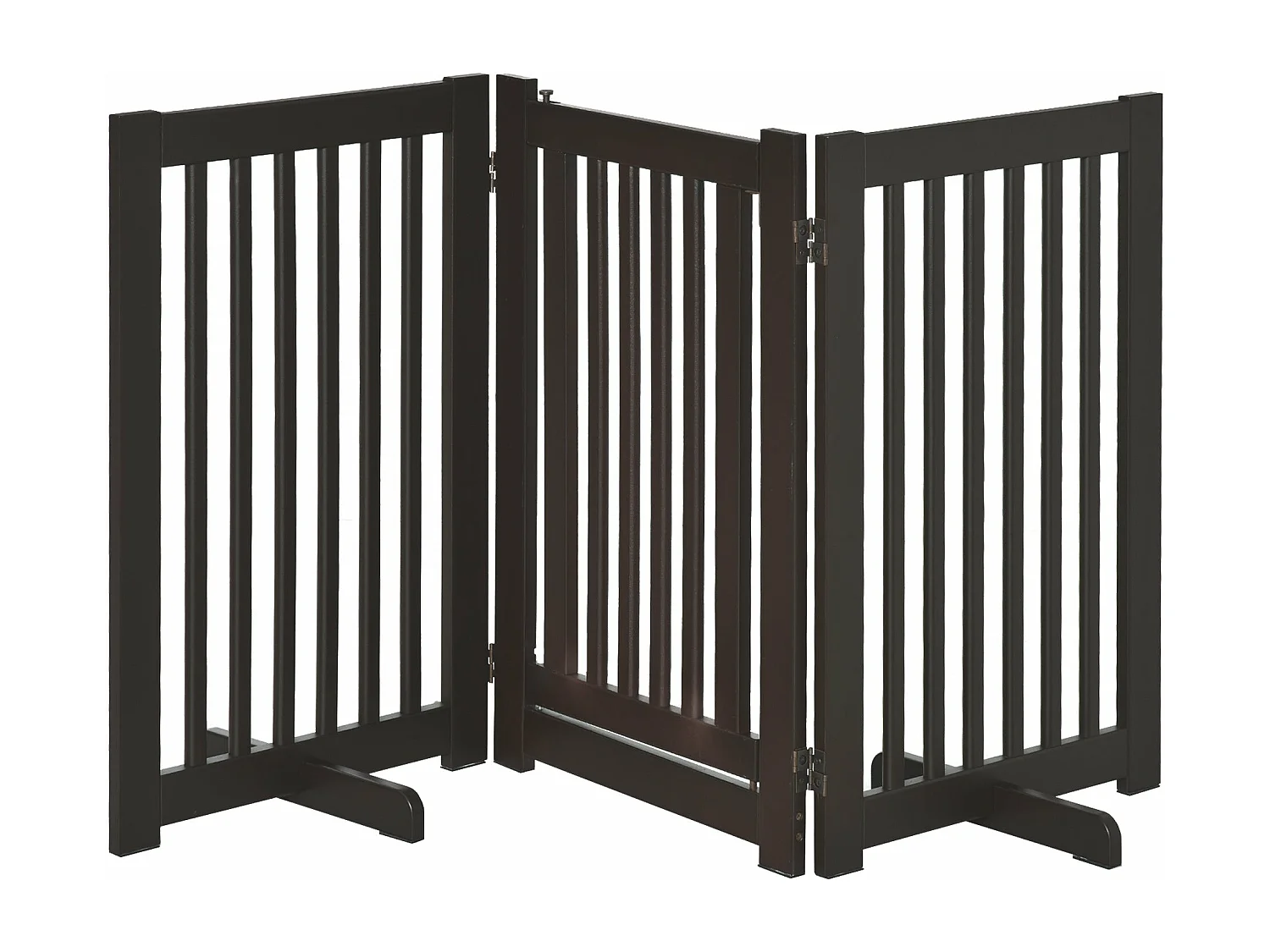 Barreira para Cães PawHut de Madeira Dobrável com Porta e Pés de Apoio para Escadas e Corredores