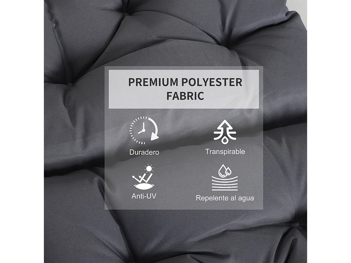 Pack de 2 cojines para silla Outsunny con cordones gris 8x50x98 cm