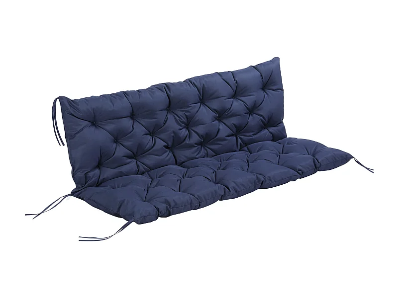 Cojín para asiento Outsunny con respaldo 3 plazas azul 8x150x98 cm