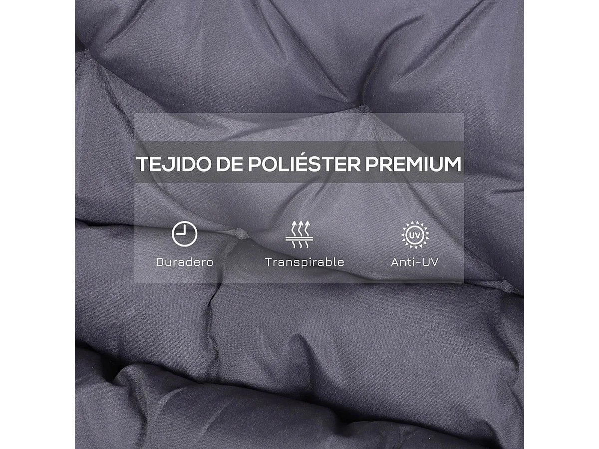 Cojin para banco con respaldo 132x110x10 cm colchon de  outsunny
