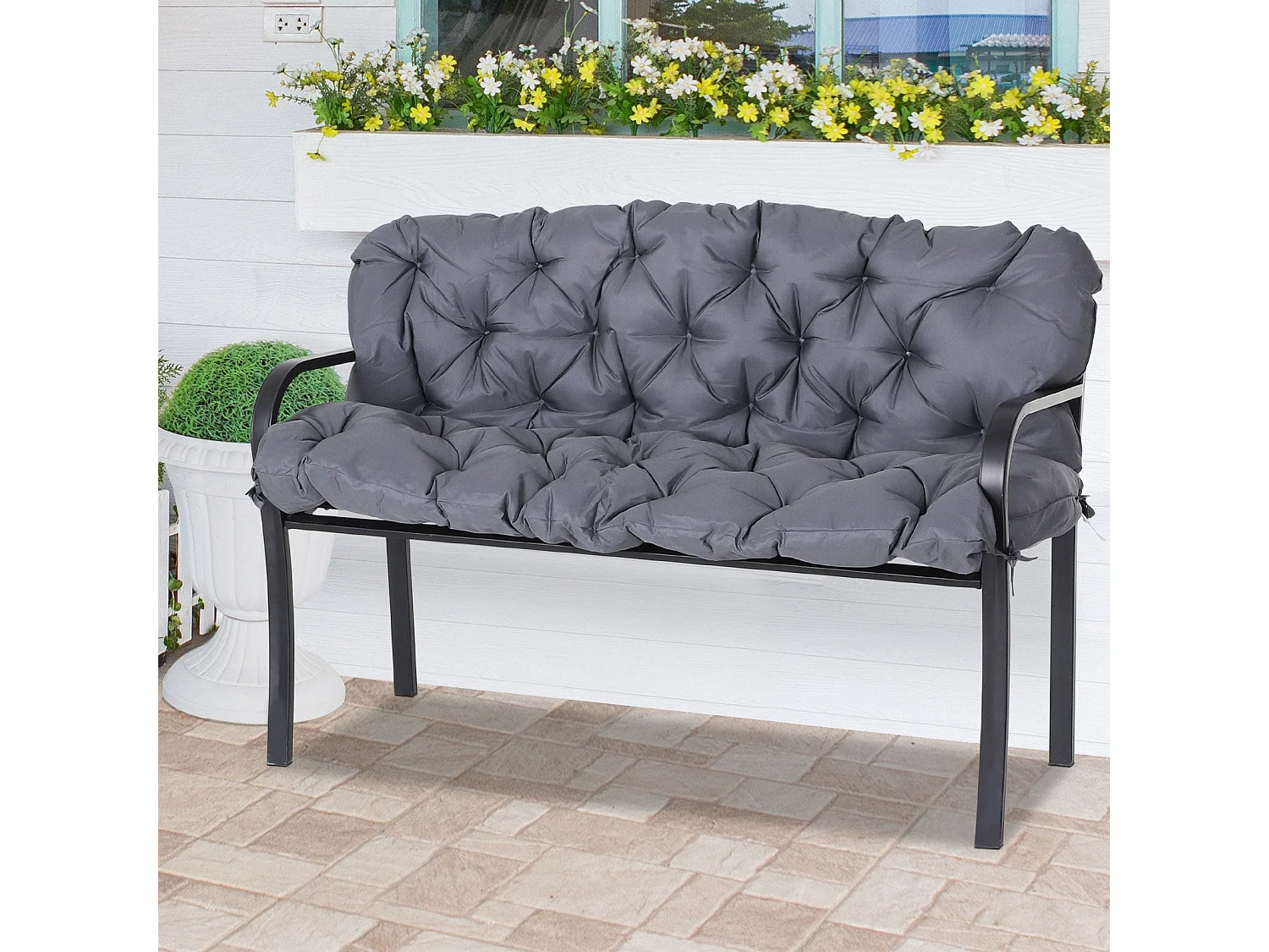 Cojin para banco con respaldo 132x110x10 cm colchon de  outsunny